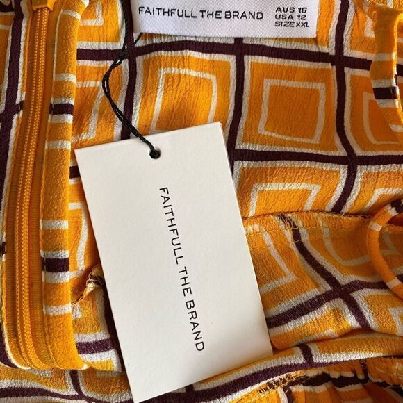 Faithfull The Brand Audrina Orange & Purple Crepe Mini Dress NWT Size 12 Large - Picture 5 of 7